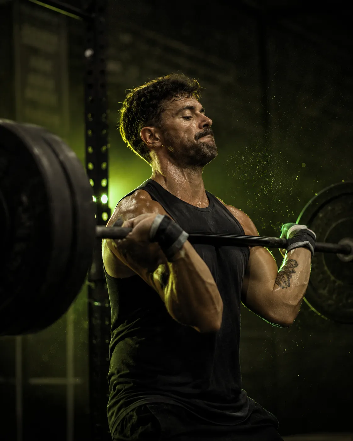 Atleta de CrossFit no movimento clean dentro do box